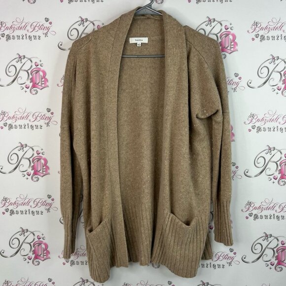 Talula cardigan sweater angora rabbit hair and cashmere Tan Open-Front cardigan - Picture 1 of 9